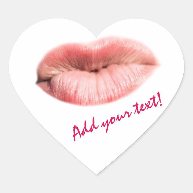 Kissing lips customizable heart sticker (Front)