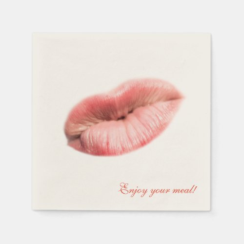 Kissing lips customizable paper napkins