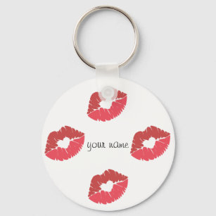 Kissing Lips Emoji  and '' Your Name Here " Keychain