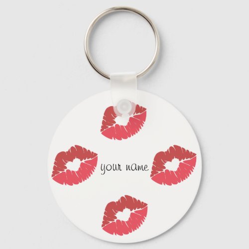 Kissing Lips Emoji  and  Your Name Here  Keychain