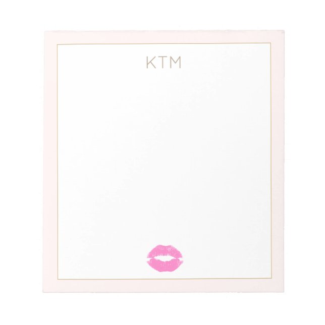  Kissing Lips Monogram Notepad (Front)