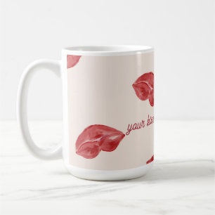 Kissing Lips Red on beige color valentine's day Coffee Mug
