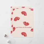 Kissing Lips Red on beige color valentine's day Holiday Card