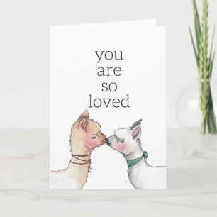 Kissing Llamas "You Are Loved" Greeting Card