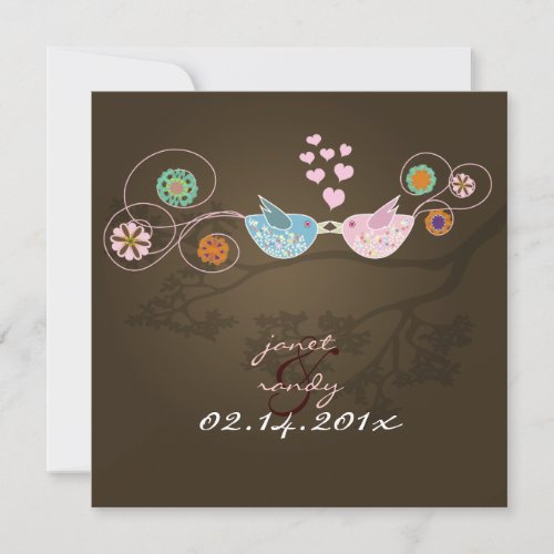 Kissing Love Birds floating hearts/mocha Announcement