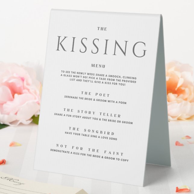 Kissing Menu Black & White Wedding Reception Table Tent (In SItu (Wedding))