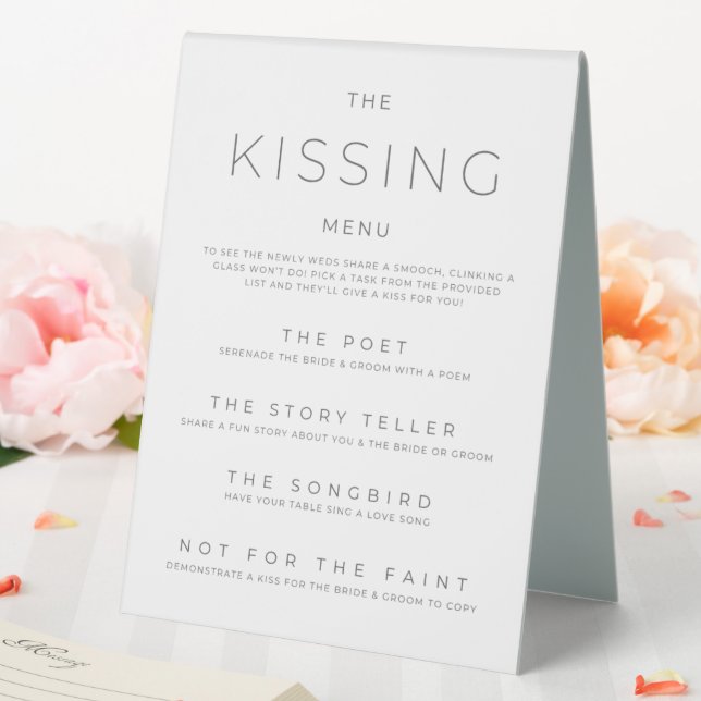 Kissing Menu Black & White Wedding Reception Table Tent (In SItu (Wedding))
