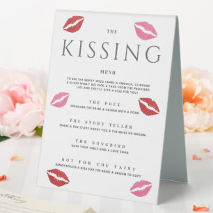 Kissing Menu Red Pink Lips Wedding Reception Table Tent