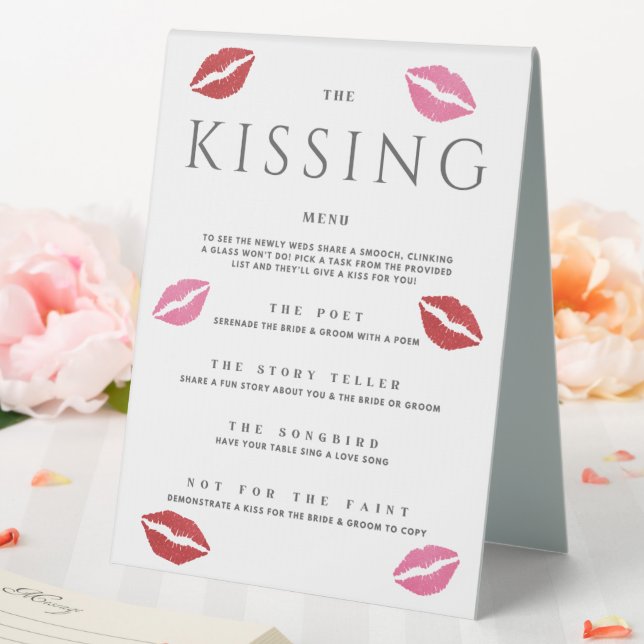 Kissing Menu Red Pink Lips Wedding Reception Table Tent (In SItu (Wedding))
