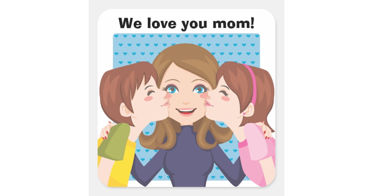 Kissing Mom Square Sticker | Zazzle