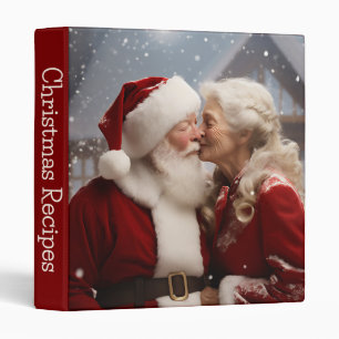 Kissing Mr and Mrs Santa Claus 3 Ring Binder