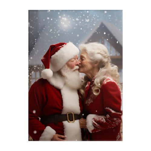 Kissing Mr and Mrs Santa Claus Acrylic Print