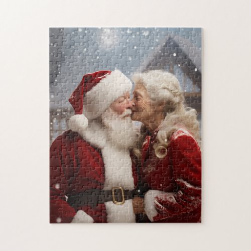 Kissing Mr and Mrs Santa Claus Jigsaw Puzzle