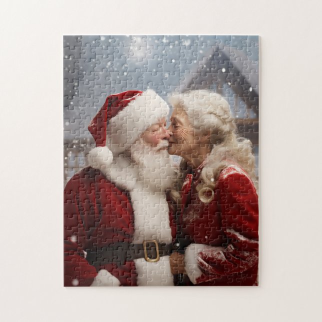 Kissing Mr and Mrs Santa Claus Jigsaw Puzzle (Vertical)