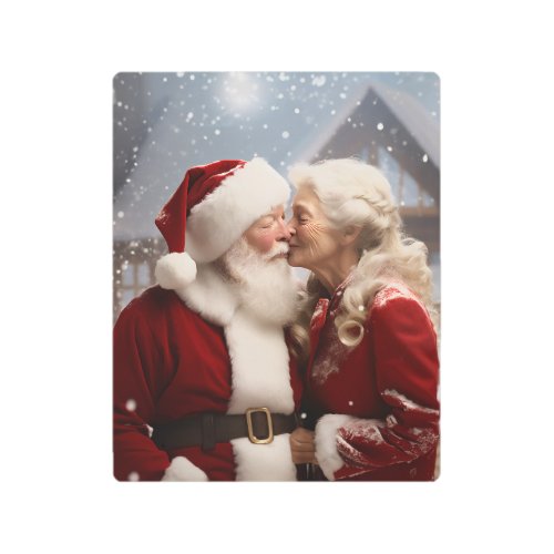 Kissing Mr and Mrs Santa Claus Metal Print