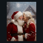 Kissing Mr and Mrs Santa Claus Poster<br><div class="desc">Cute photograph from Santa Claus and his wife kissing in the snow</div>