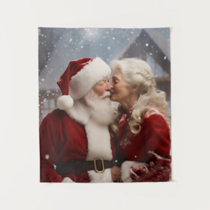 Kissing Mr and Mrs Santa Claus Tapestry