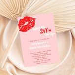 Kissing my 20s Goodbye Pink & Red 30th Birthday Invitation<br><div class="desc">Kissing my 20s Goodbye Pink and Red 30th Birthday Invitation Template - Simple and cute 30th birthday invitation for her. With a red kiss mark, script font in red and white on a blush pink background. Cute, retro style. Simple and easy to customize. Edit this 30th birthday invitation template with...</div>