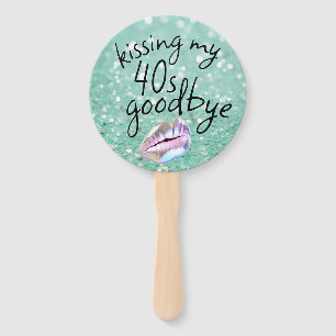 Kissing My "40s" Goodbye Personalized Hand Fan
