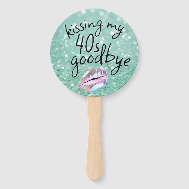 Kissing My "40s" Goodbye Personalized Hand Fan (Back)
