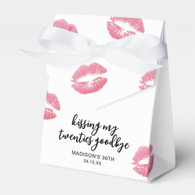Kissing My Twenties Goodbye 30th Birthday Favor Boxes (Front Side)