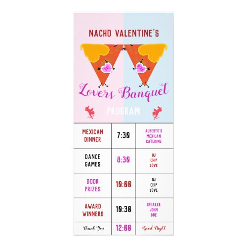 Kissing Nacho Valentines Event ProgramMenu Rack Card