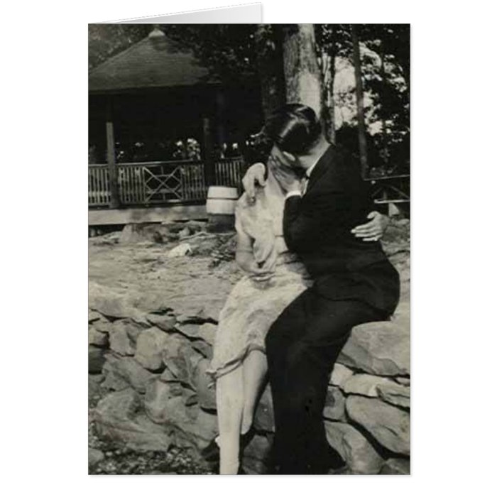 Kissing on the stone wall card