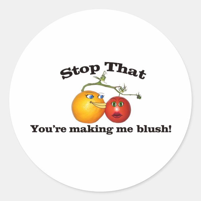 Kissing Orange Blushing Tomato Classic Round Sticker (Front)