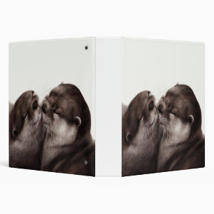 Kissing Otters - Hand Painted Wildlife Art 3 Ring Binder
