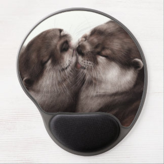Kissing Otters - Hand Painted Wildlife Art Gel Mouse Pad