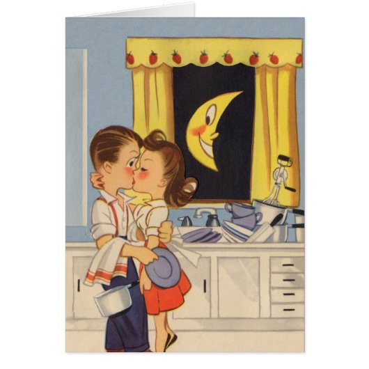 Kissing Over Dishes Cards (Front)
