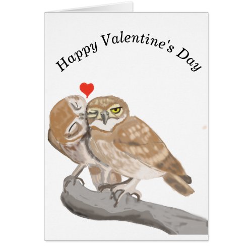 Kissing Owl Editable Valentines Card 