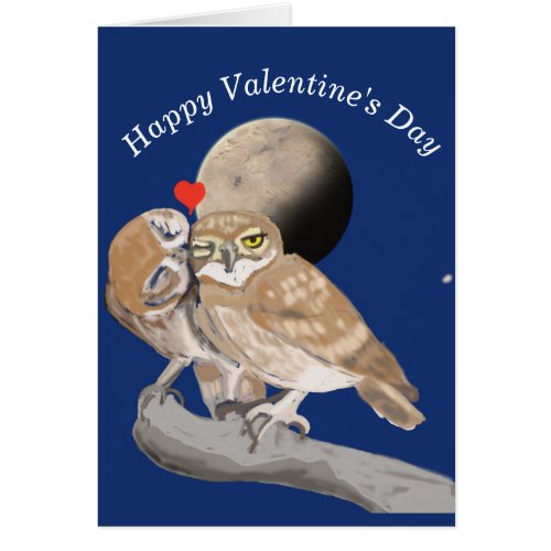 Kissing Owl Valentines Card