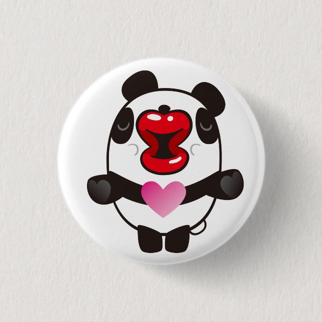 kissing panda pinback button (Front)