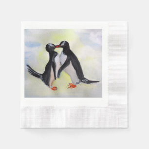 Kissing Penguins Cocktail Paper Napkins