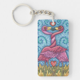 KISSING PINK FLAMINGOS KEYCHAIN Customize