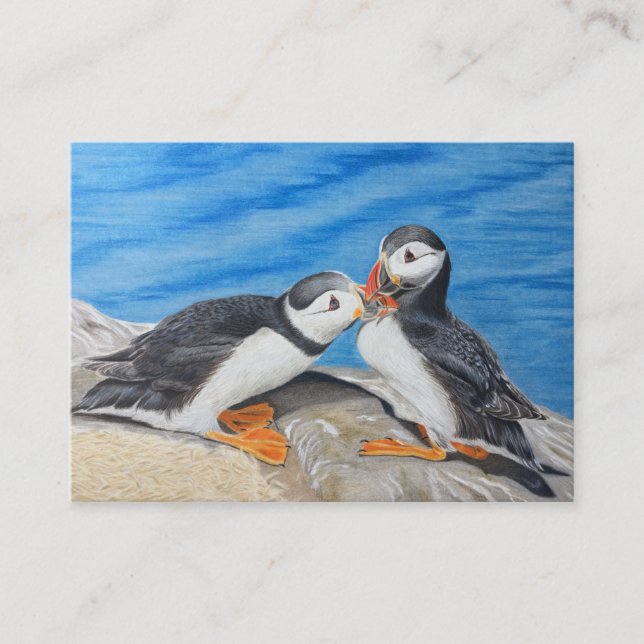 Kissing Puffins Advice Card (Front)