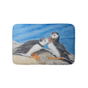 Kissing Puffins Bath Mat