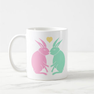 kissing rabbits (color) coffee mug