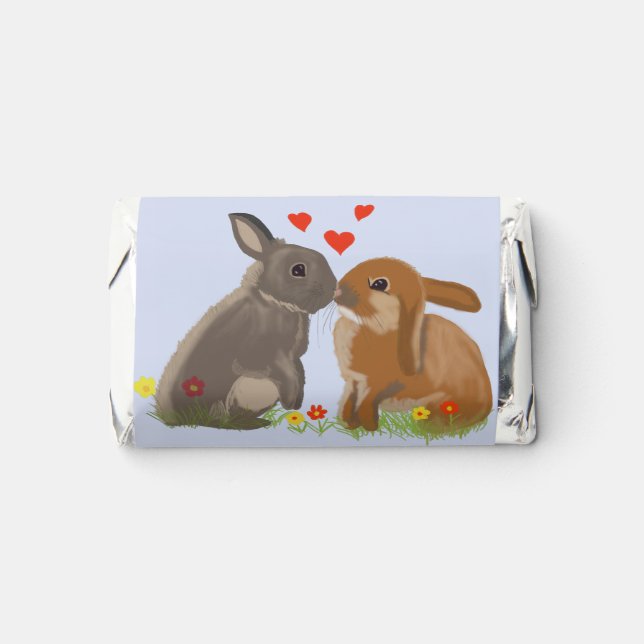 Kissing Rabbits Valentine’s Hershey's Miniatures (Front)