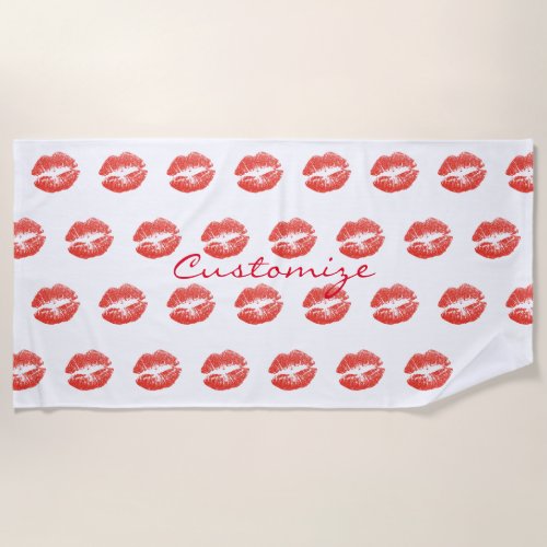 Kissing Red lips Thunder_Cove Beach Towel