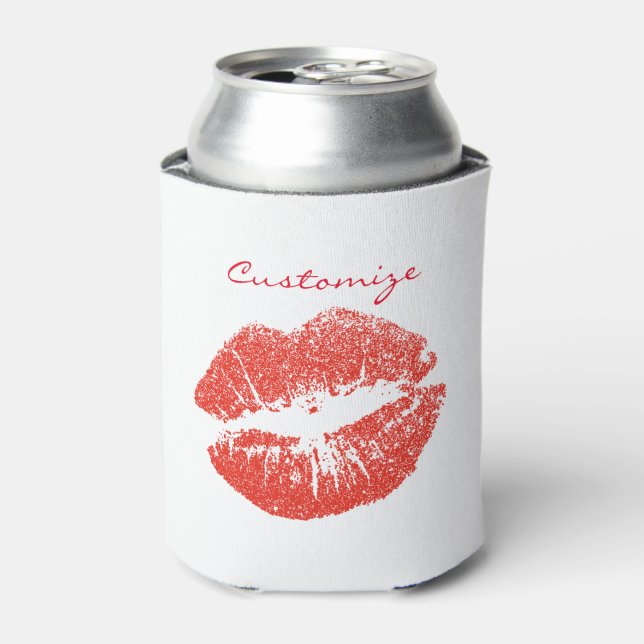 Kissing Red lips Thunder_Cove Can Cooler (Can Front)