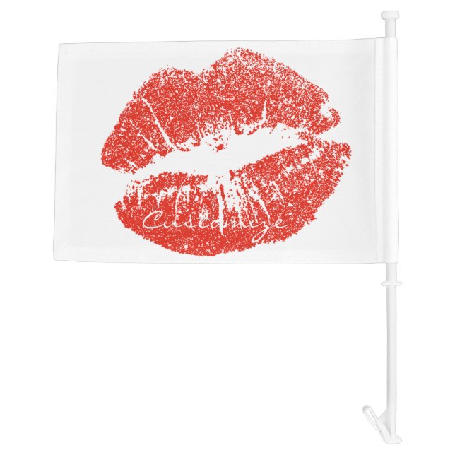 Kissing Red lips Thunder_Cove Car Flag (Back)