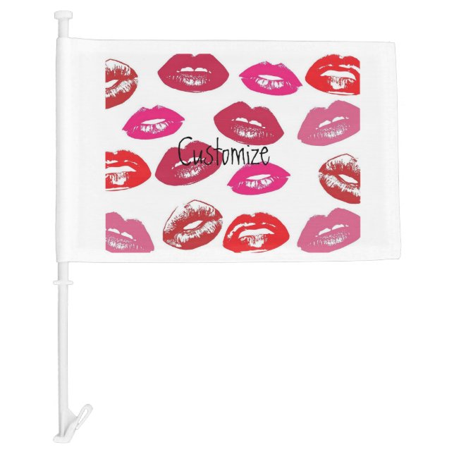 Kissing Red lips Thunder_Cove Car Flag (Front)