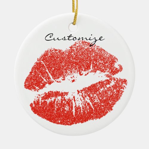 Kissing Red lips Thunder_Cove Ceramic Ornament