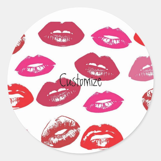 Kissing Red lips Thunder_Cove Classic Round Sticker (Front)