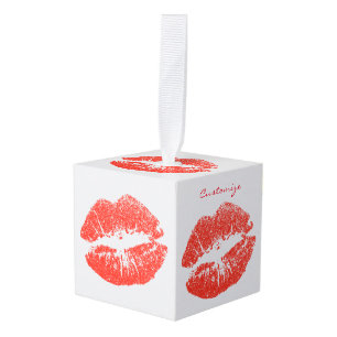 Kissing Red lips Thunder_Cove Cube Ornament
