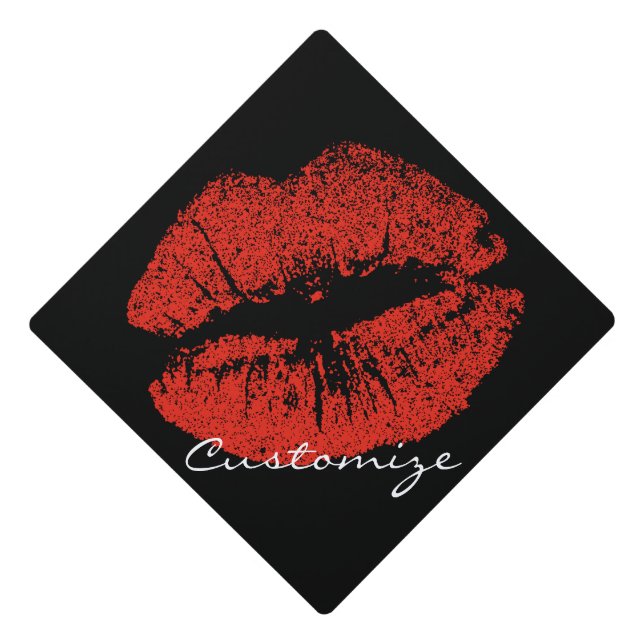 Kissing Red lips Thunder_Cove Graduation Cap Topper (Front)