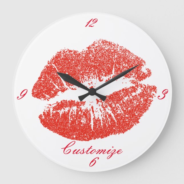 Kissing Red lips Thunder_Cove Large Clock (Front)