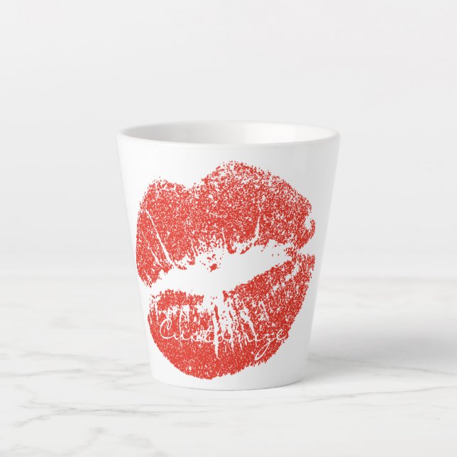 Kissing Red lips Thunder_Cove Latte Mug (Front)